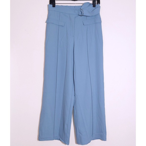 Halara High Waisted D-Ring Buckle Belted Wide Leg Pants Forget-Me-Not SZ S NWOT - Picture 8 of 15